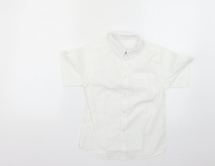 TU Boys White Basic Button-Up Size 8 Years