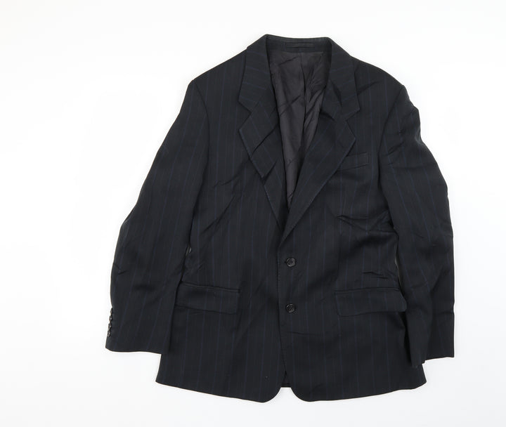 monarch Mens Blue Striped  Jacket Suit Jacket Size 34