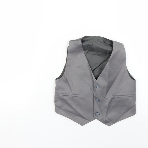 Preworn Boys Grey   Overcoat Waistcoat Size 5 Years