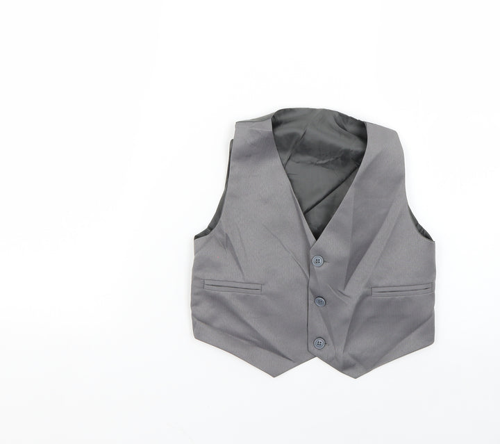 Preworn Boys Grey Overcoat Waistcoat Size 5 Years