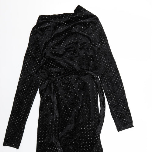 Missguided Womens Black Polka Dot  Wrap Dress  Size 10