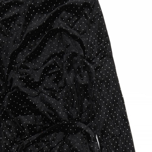 Missguided Womens Black Polka Dot  Wrap Dress  Size 10