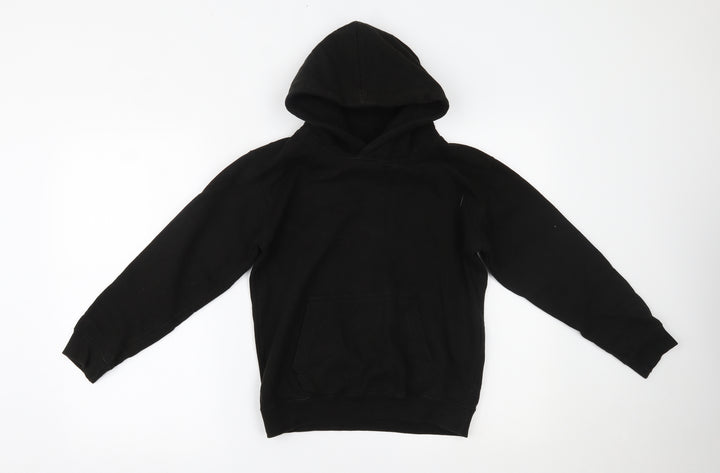 Awdis Boys Black   Pullover Hoodie Size 9-10 Years