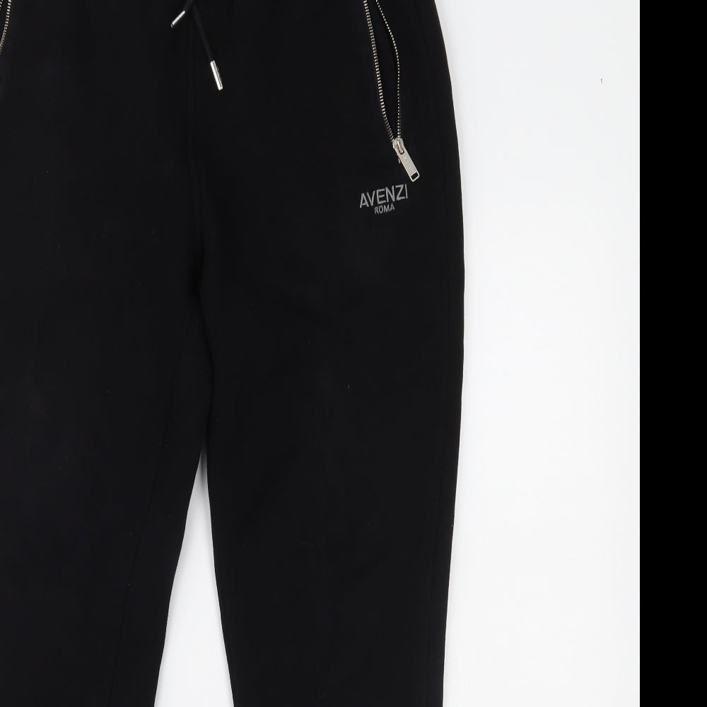 avenzi Mens Black   Jogger Trousers Size M L28 in