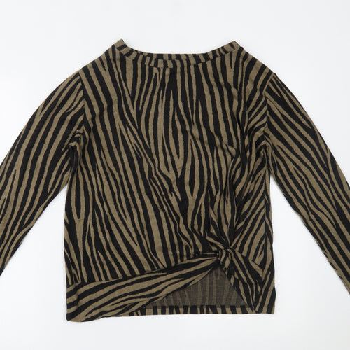 F&F Womens Black Animal Print  Basic Blouse Size 12