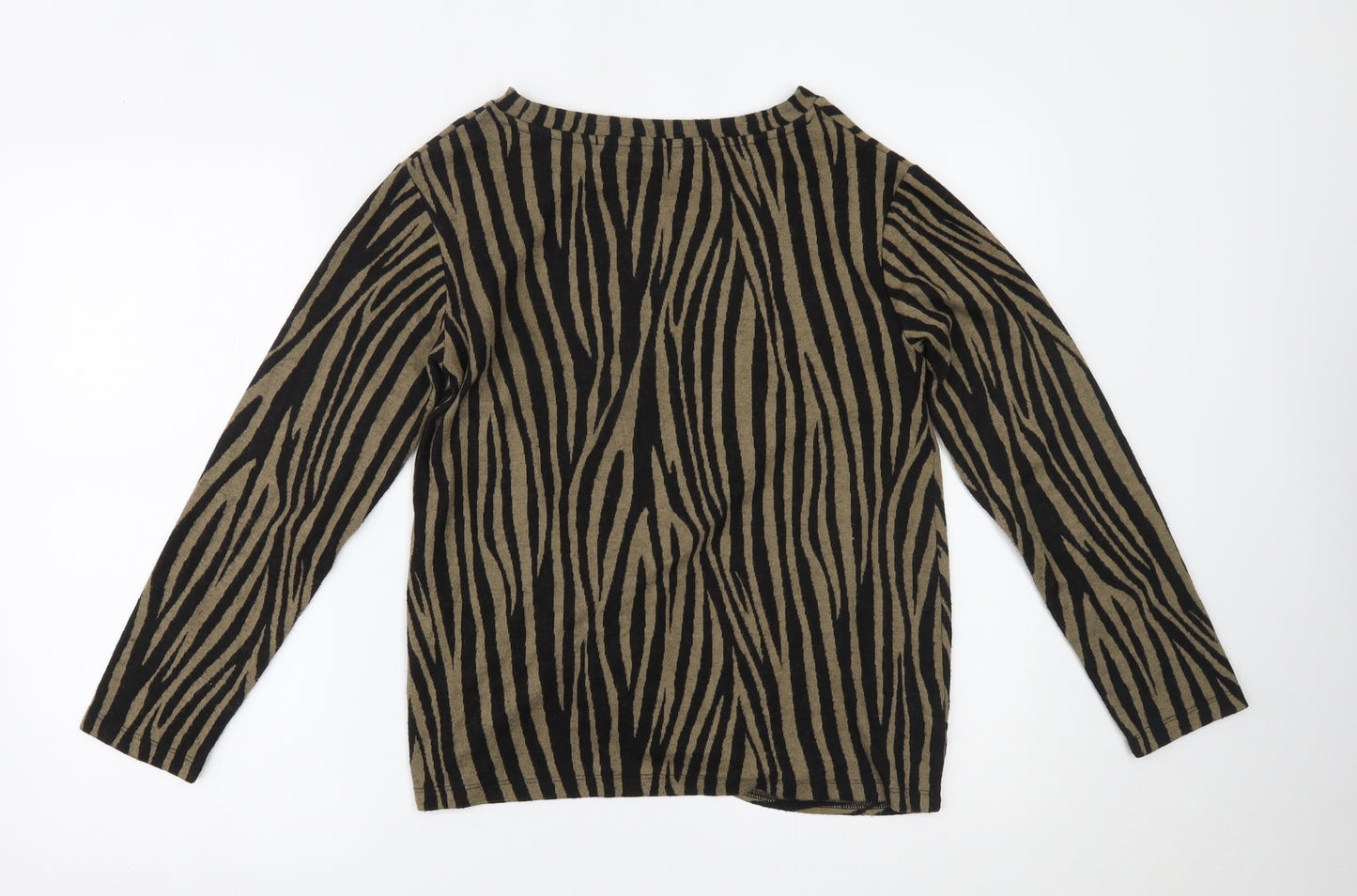 F&F Womens Black Animal Print  Basic Blouse Size 12