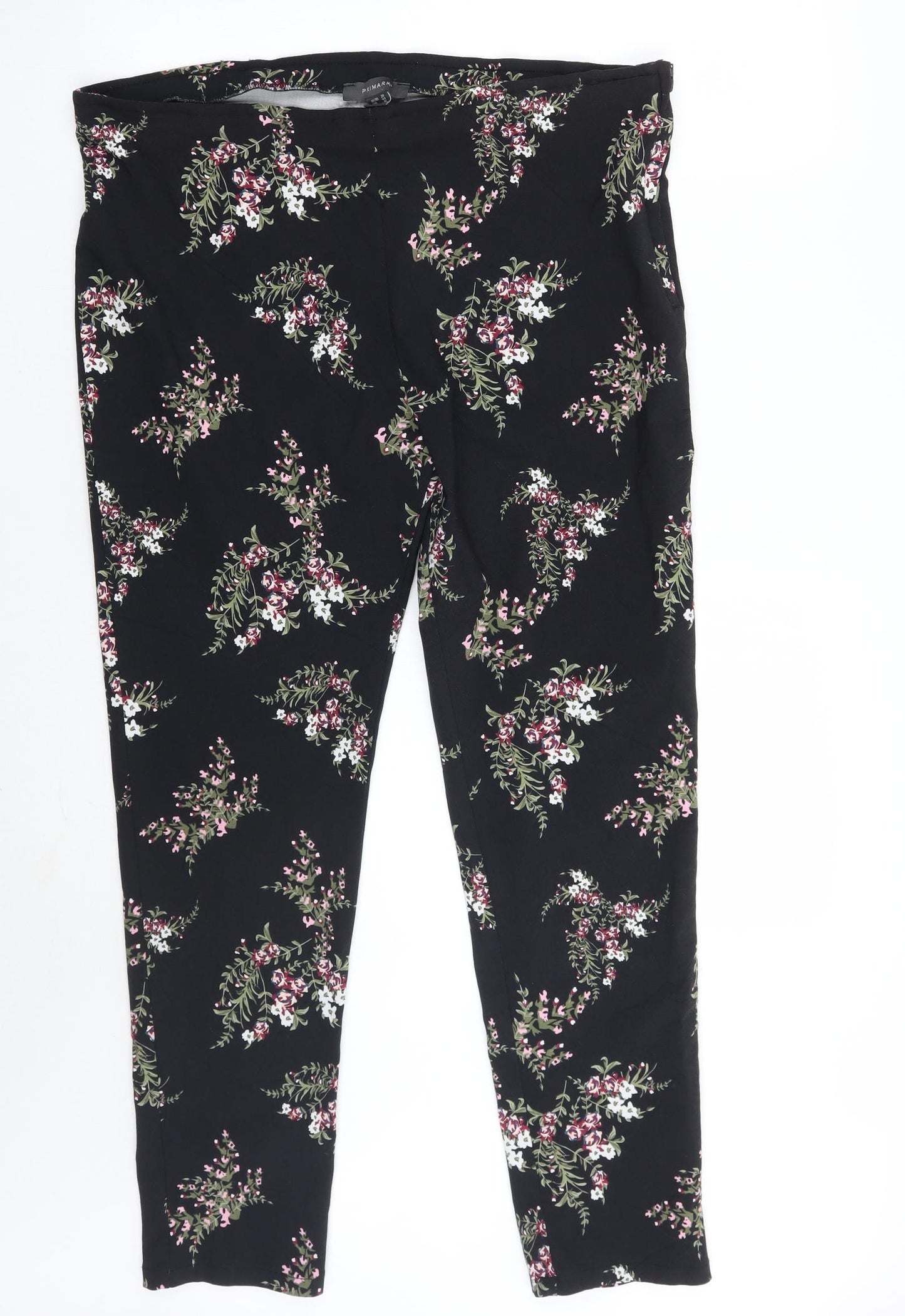 Primark Womens Black Floral  Trousers  Size 20 L28 in