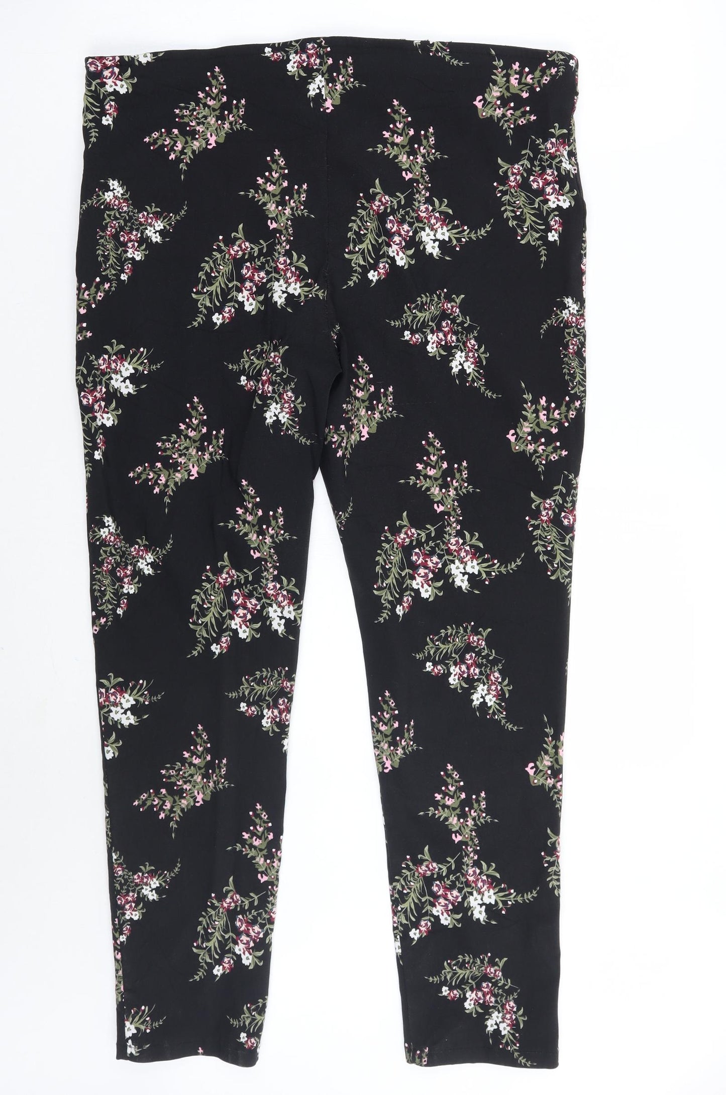 Primark Womens Black Floral  Trousers  Size 20 L28 in