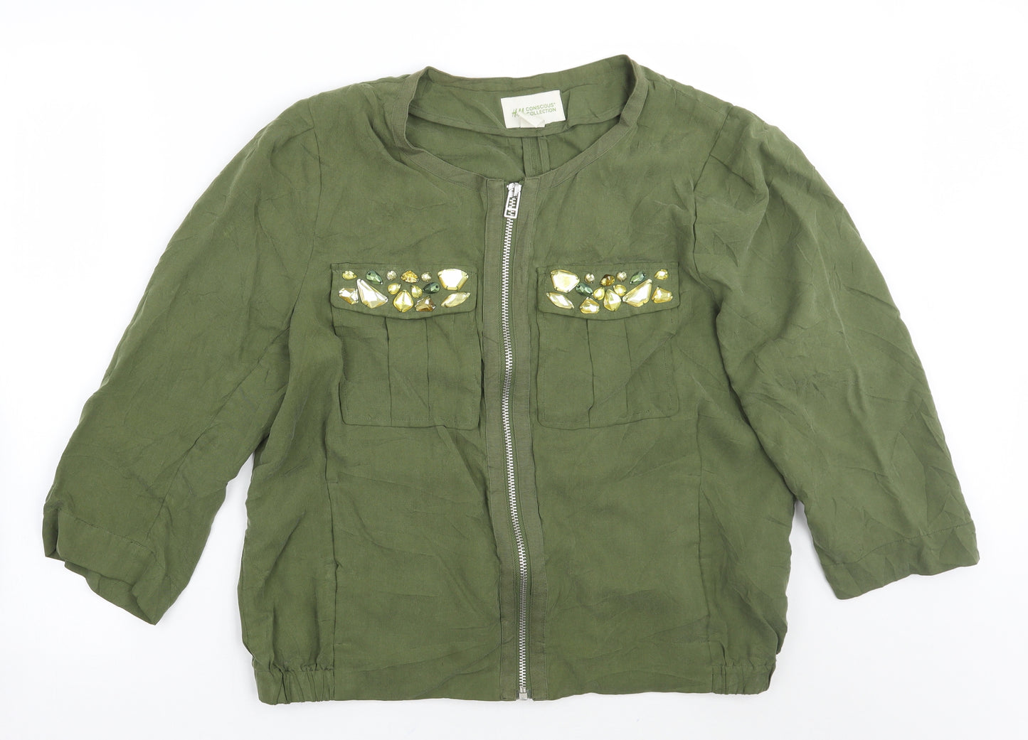 H&M Womens Green   Jacket Coat Size 12
