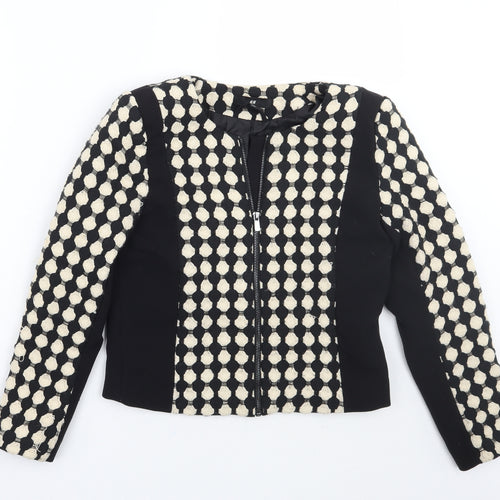 H&M Womens Black Geometric  Jacket Coat Size 6