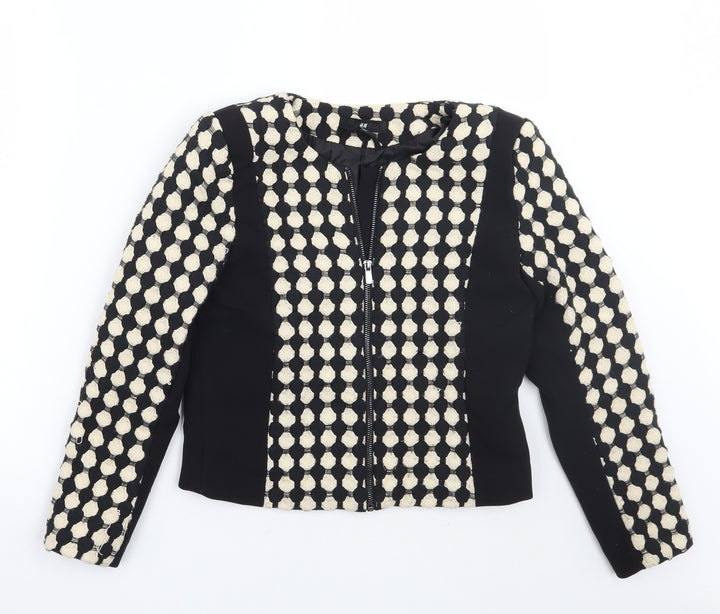 H&M Womens Black Geometric  Jacket Coat Size 6