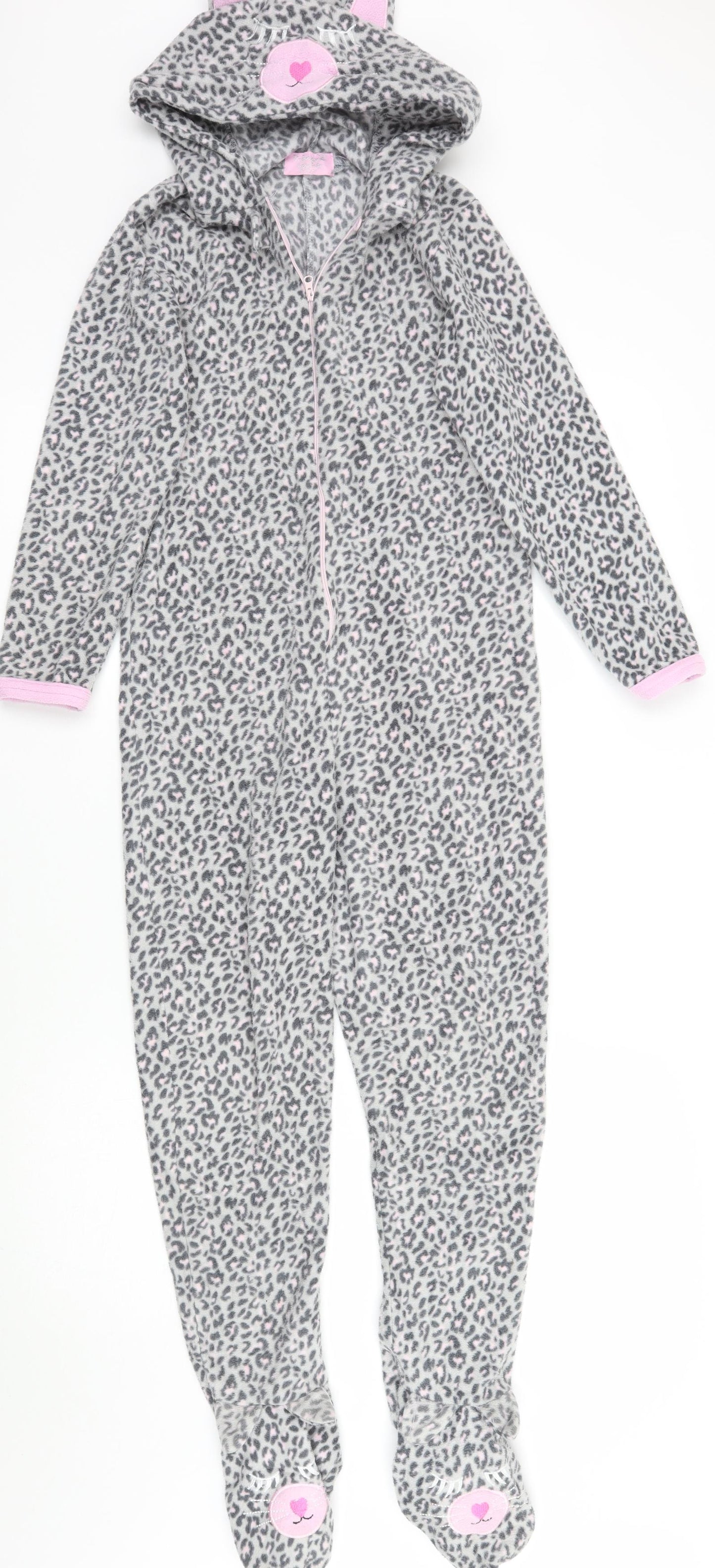 Primark Girls Grey Animal Print  Top One Piece Size 9-10 Years