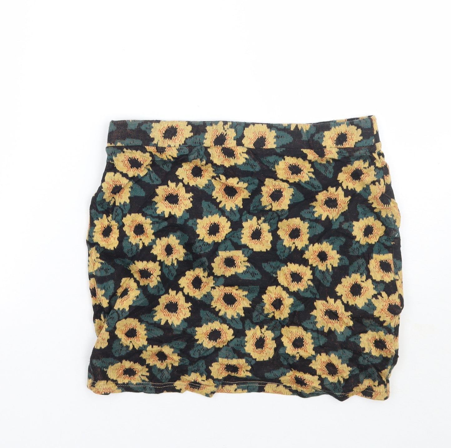 Cooperative Womens Black Floral  A-Line Skirt Size M
