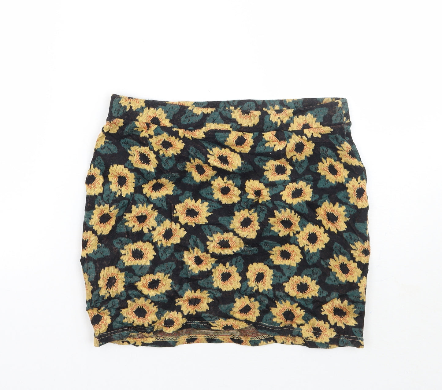 Cooperative Womens Black Floral  A-Line Skirt Size M