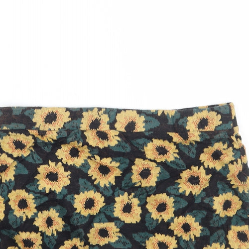 Cooperative Womens Black Floral  A-Line Skirt Size M