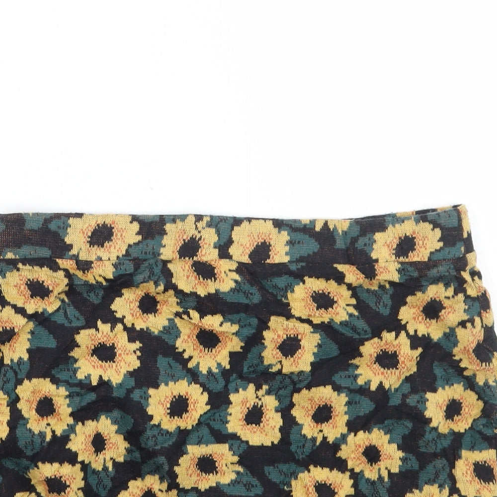 Cooperative Womens Black Floral  A-Line Skirt Size M