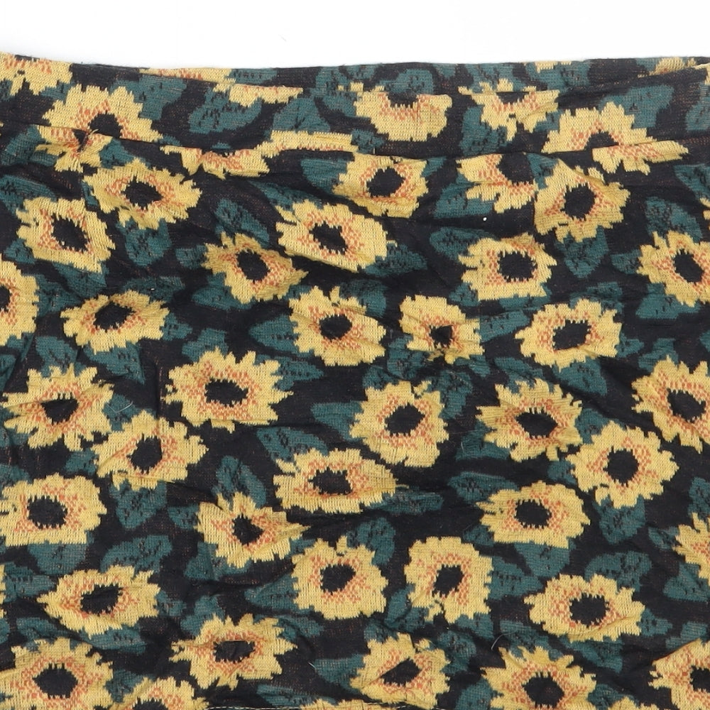 Cooperative Womens Black Floral  A-Line Skirt Size M