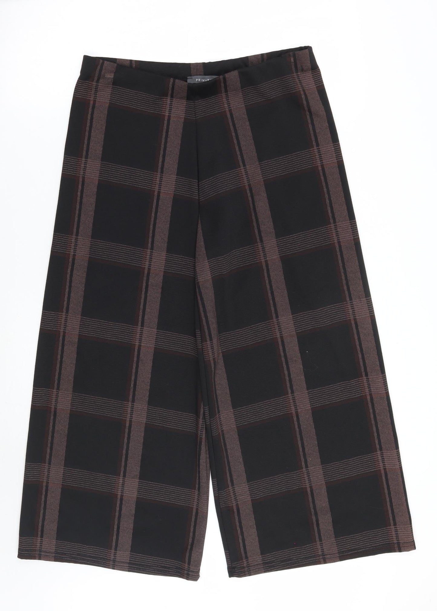 Primark Womens Black Check  Cropped Trousers Size 14 L24 in