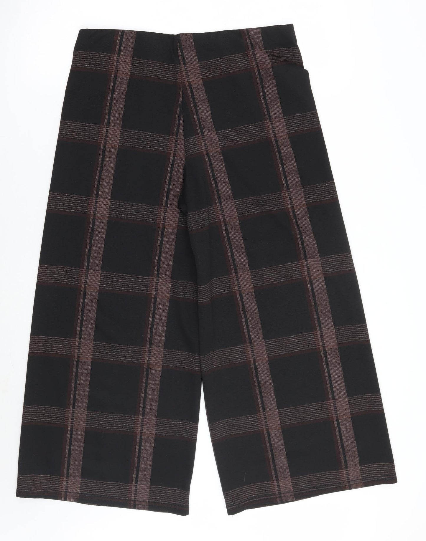 Primark Womens Black Check  Cropped Trousers Size 14 L24 in