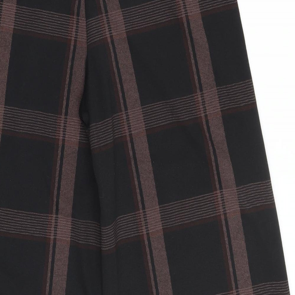 Primark Womens Black Check  Cropped Trousers Size 14 L24 in