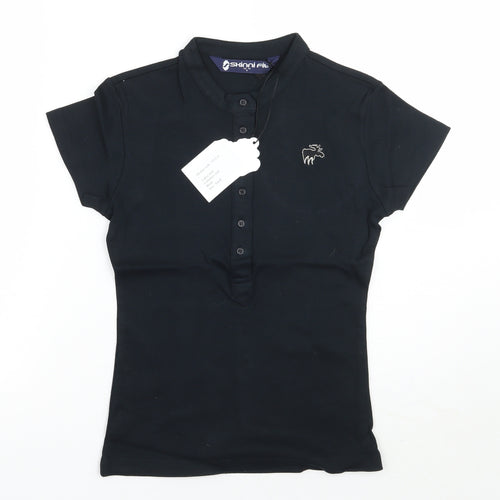 Moose Womens Black   Basic Polo Size S