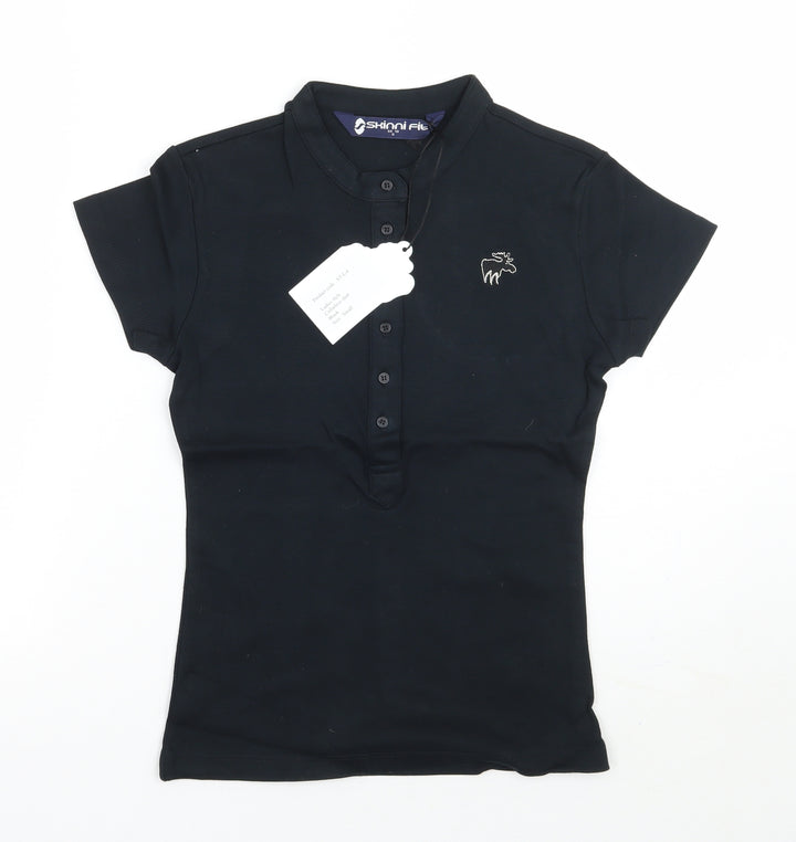 Moose Womens Black   Basic Polo Size S