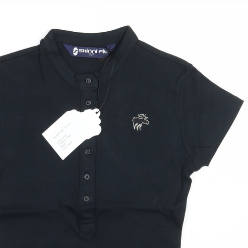 Moose Womens Black   Basic Polo Size S