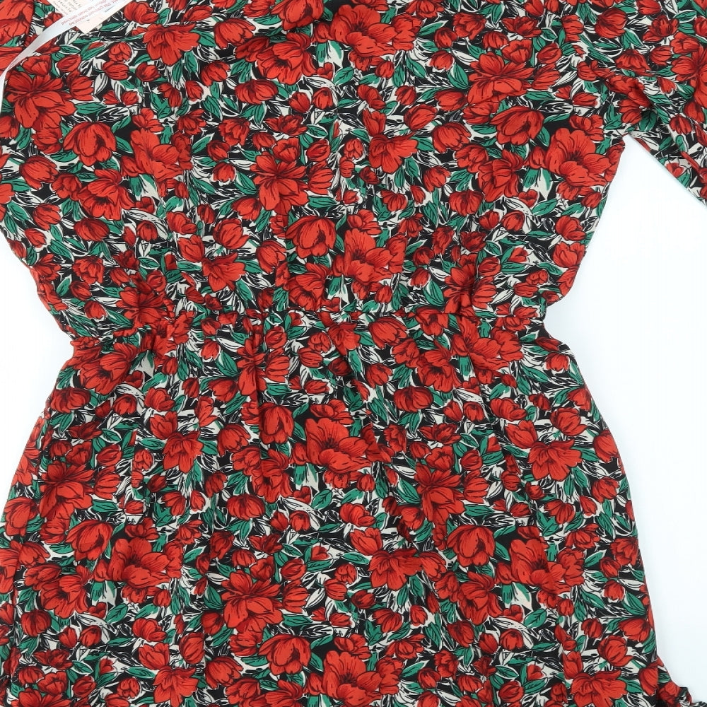 Missguided Womens Multicoloured Floral  A-Line  Size 14