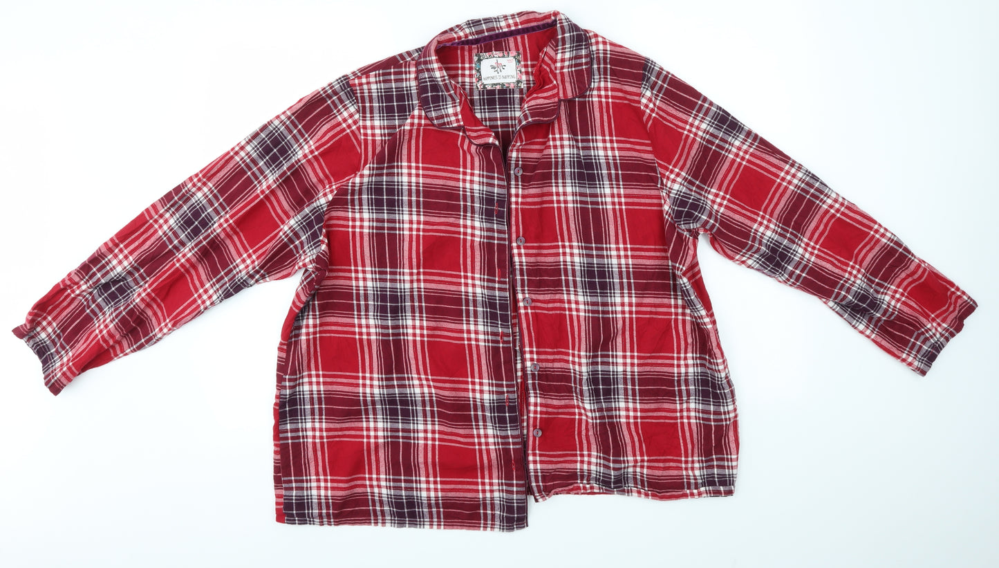 M&S Womens Red Check  Top Pyjama Top Size 20