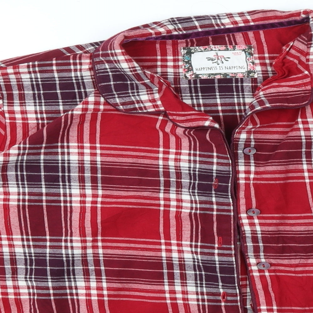 M&S Womens Red Check  Top Pyjama Top Size 20