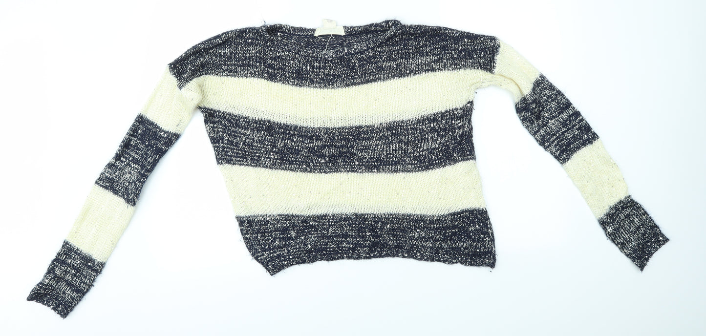 Andrea Jovine Womens Multicoloured Striped  Pullover Jumper Size M