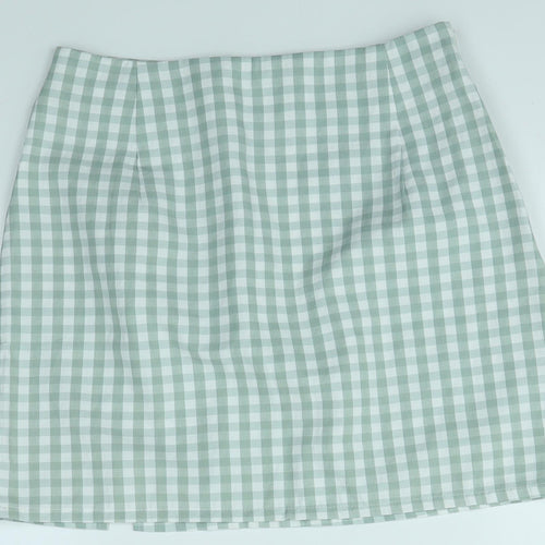 SheIn Womens Green Check  A-Line Skirt Size XS