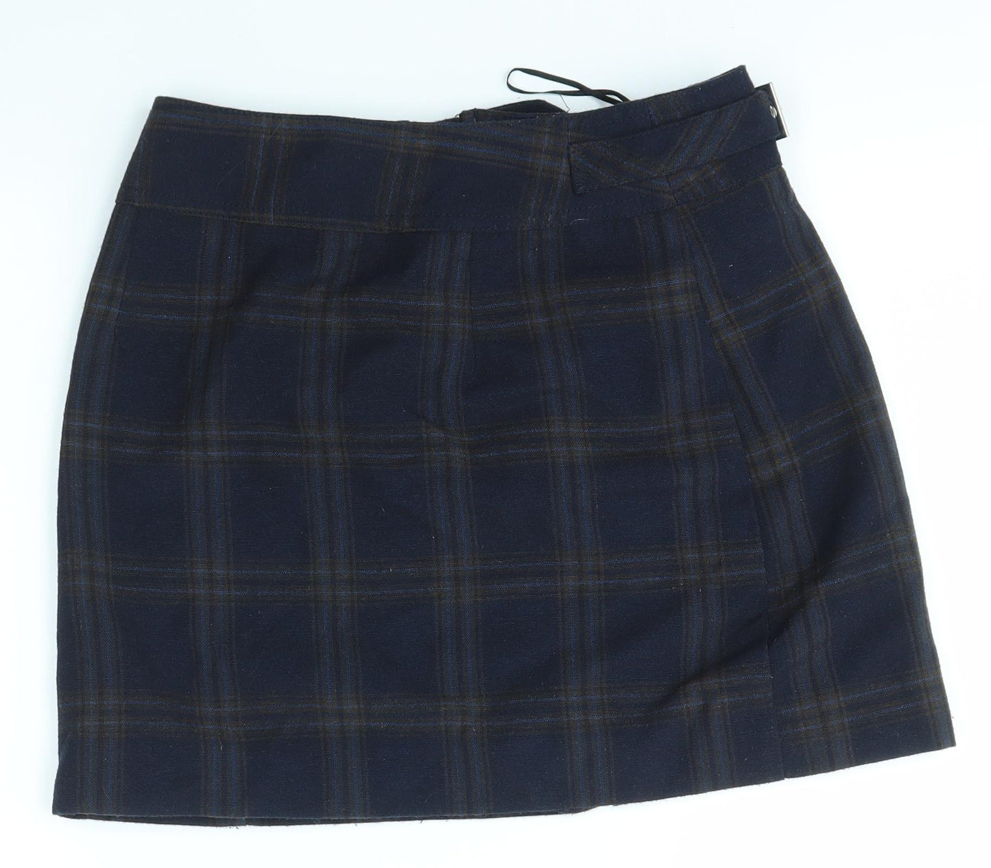 Topshop Womens Blue Check  A-Line Skirt Size 10