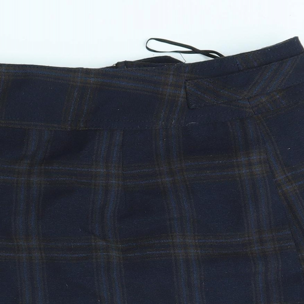 Topshop Womens Blue Check  A-Line Skirt Size 10