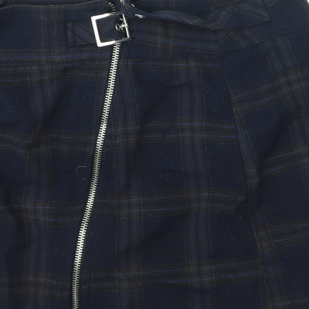 Topshop Womens Blue Check  A-Line Skirt Size 10