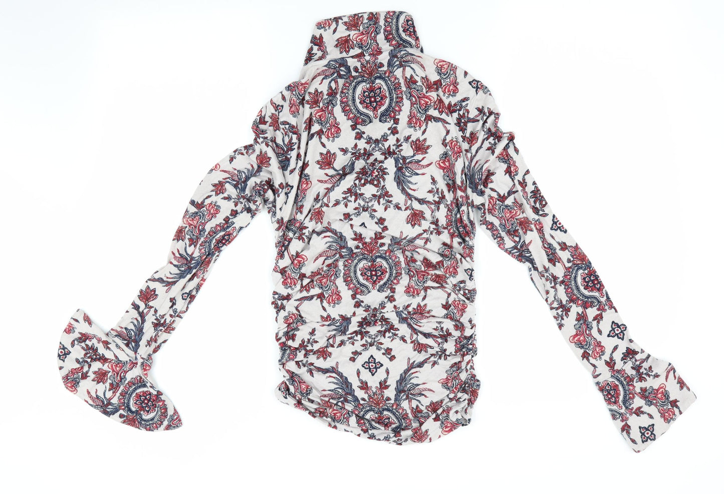 Tree People Womens Ivory Floral  Basic Blouse Size S  - Ruched detail