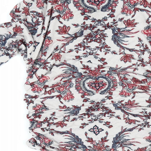 Tree People Womens Ivory Floral  Basic Blouse Size S  - Ruched detail