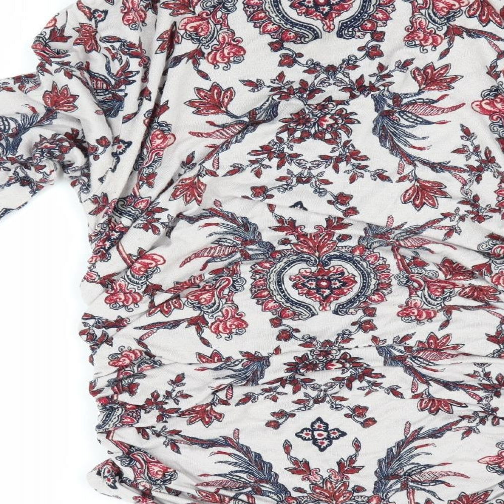Tree People Womens Ivory Floral  Basic Blouse Size S  - Ruched detail