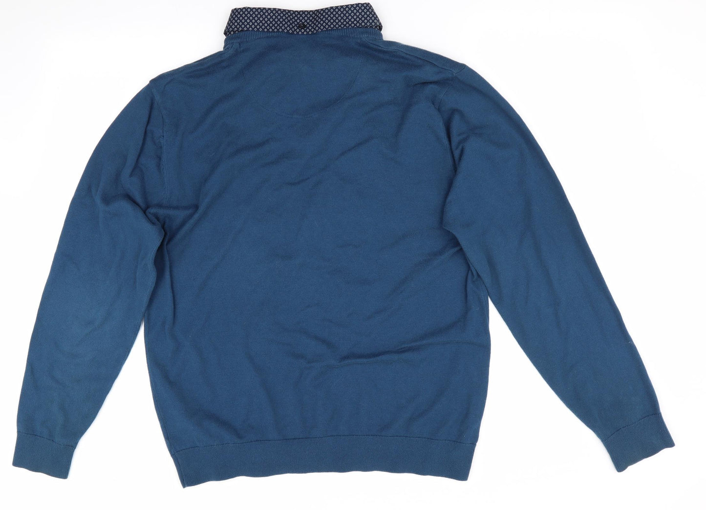 NEXT Mens Blue   Pullover Jumper Size L  - Faux Shirt Collar