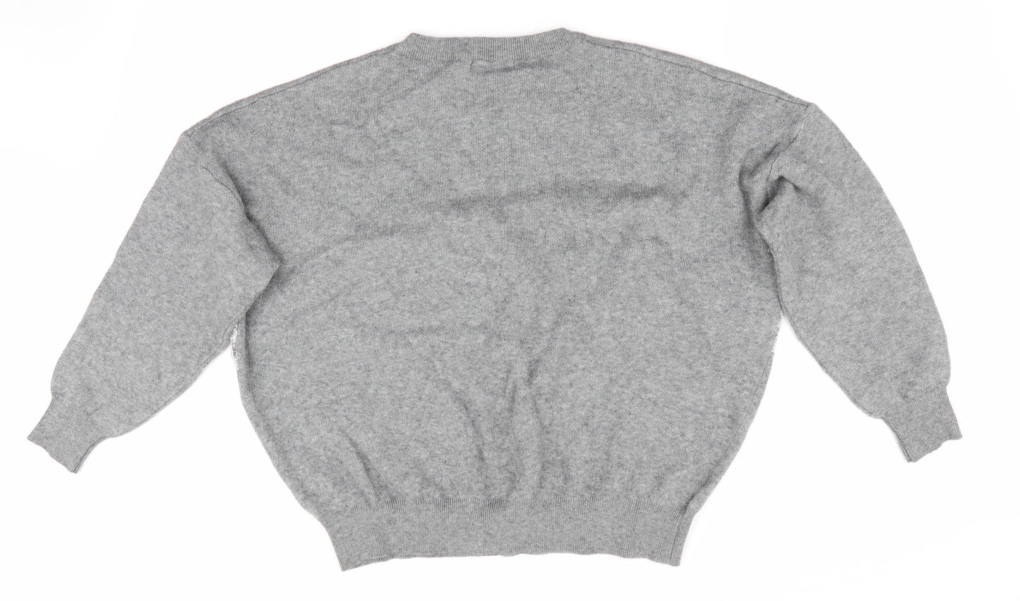 Studio Womens Grey   Pullover Jumper   - Lace Detail