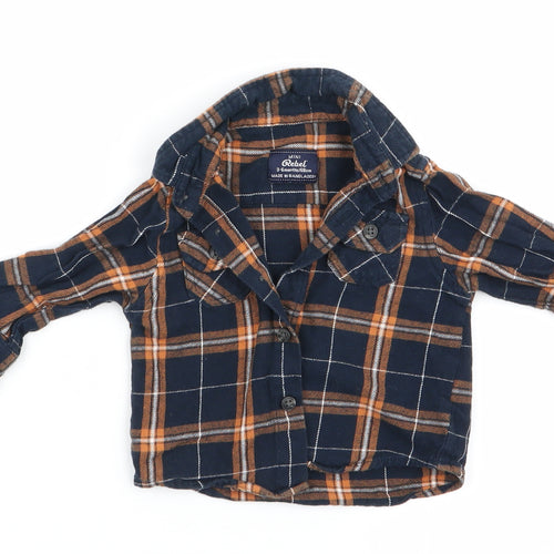 Mini Rebel Boys Blue Check  Basic Button-Up Size 3-6 Months