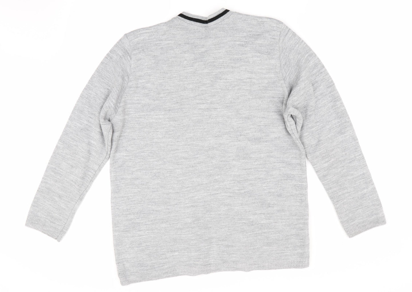 Classic Womens Grey Striped  Pullover Jumper Size L