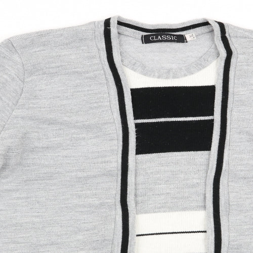 Classic Womens Grey Striped  Pullover Jumper Size L