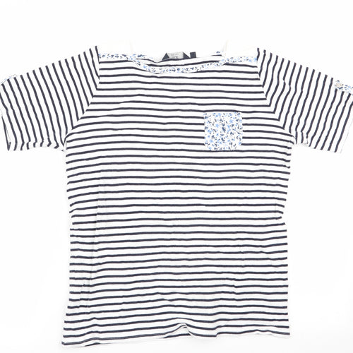 ISLE Essentials Womens Blue Striped  Basic T-Shirt Size 14