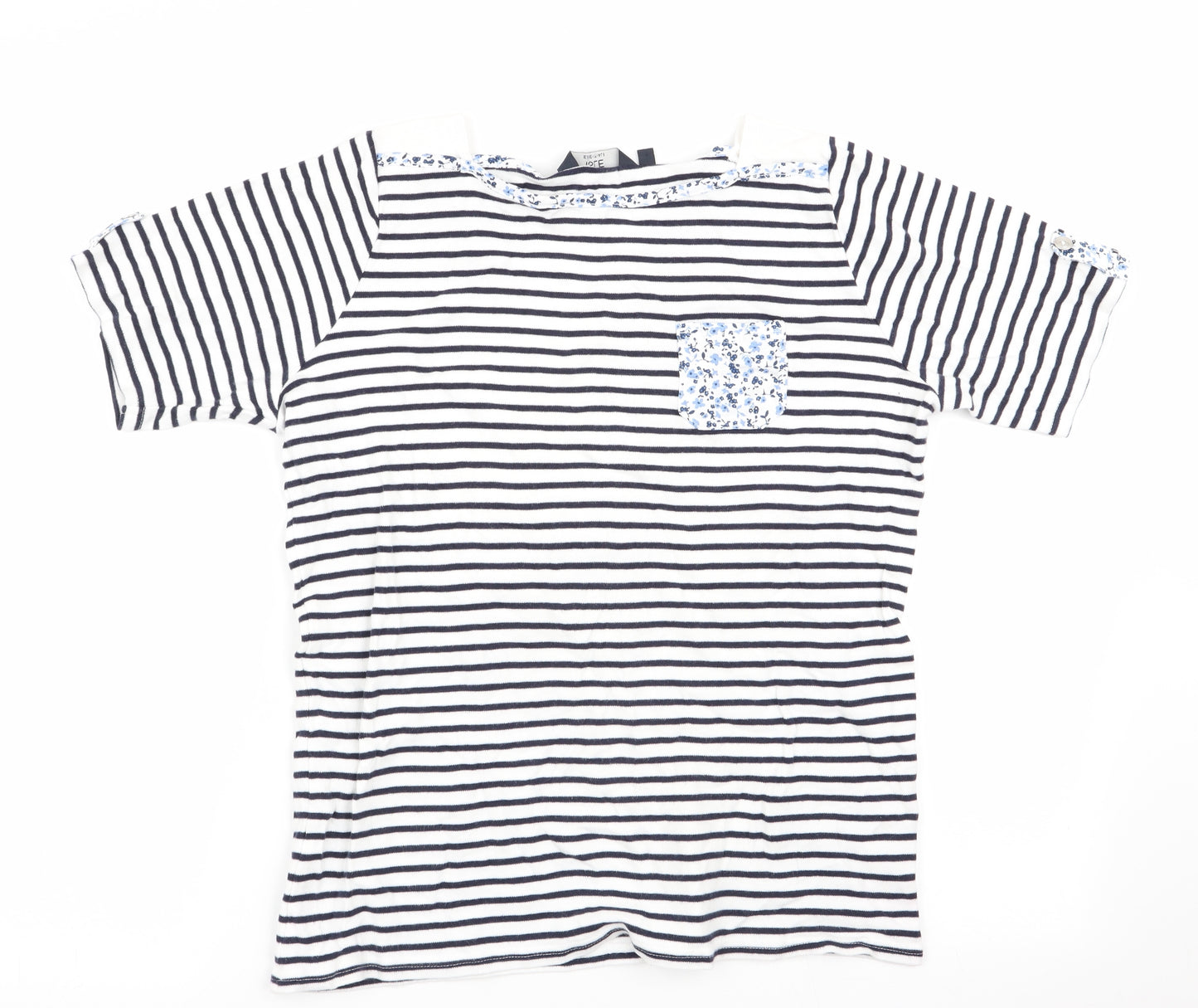 ISLE Essentials Womens Blue Striped  Basic T-Shirt Size 14