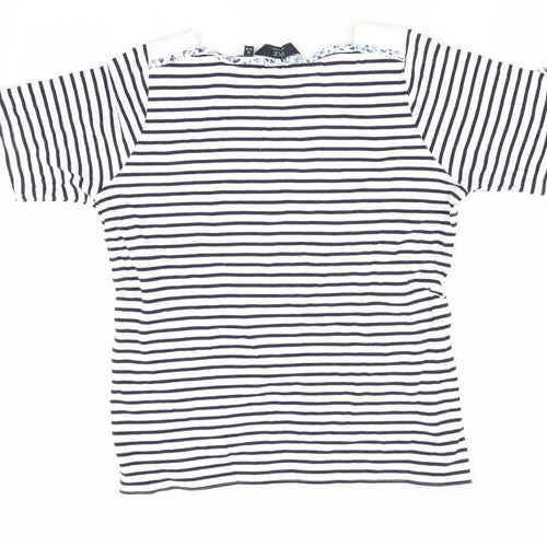 ISLE Essentials Womens Blue Striped  Basic T-Shirt Size 14