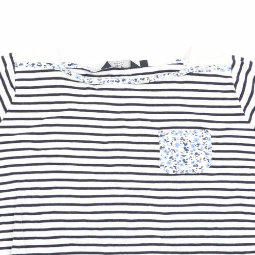 ISLE Essentials Womens Blue Striped  Basic T-Shirt Size 14