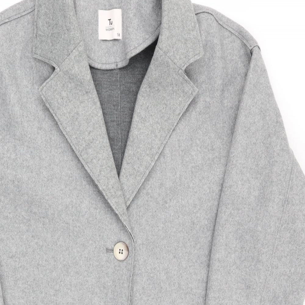 TU Womens Grey   Overcoat Coat Size 18