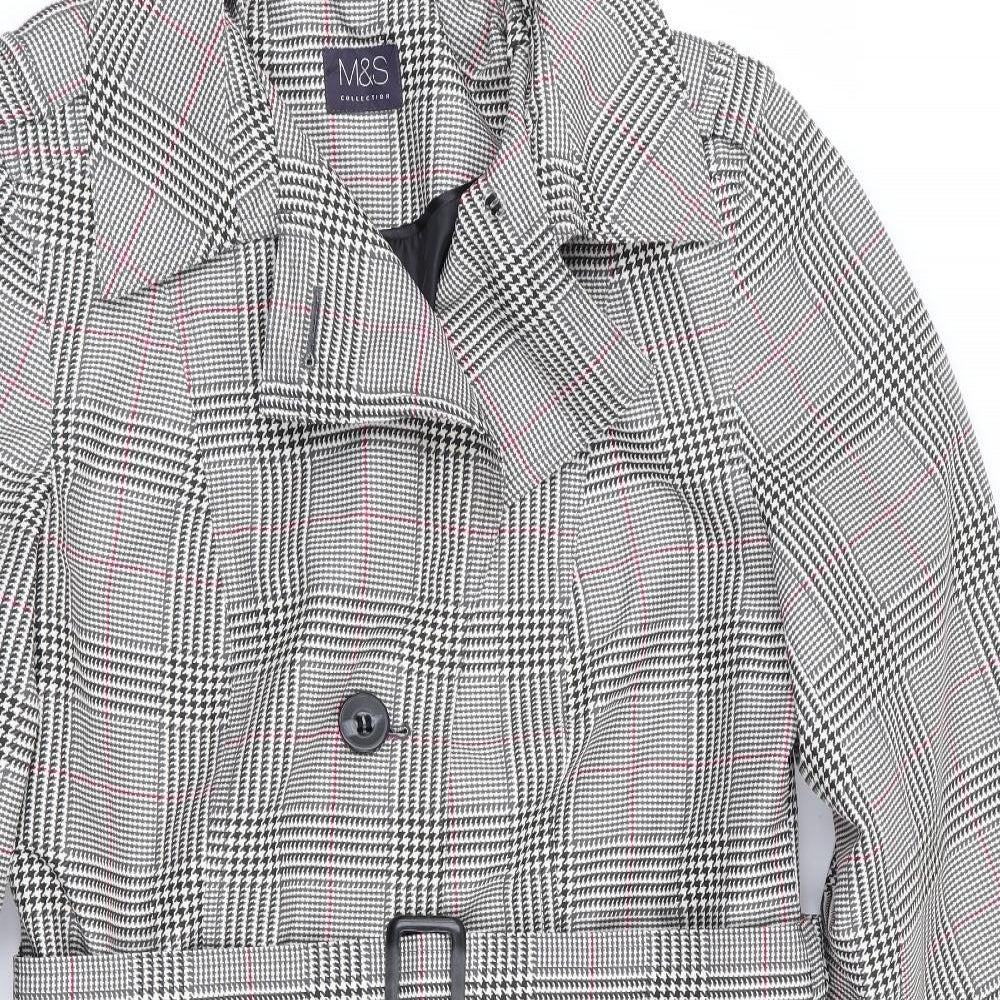 Marks and Spencer Womens Black Check  Trench Coat Coat Size 12