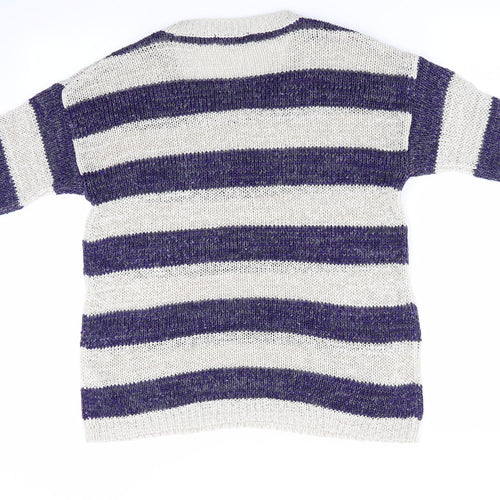 TU Womens Blue Striped  Pullover Jumper Size 10  - Sequins all over